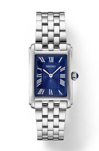 Seiko Essentials Quarts Blue Dial Rectangular Case Watch