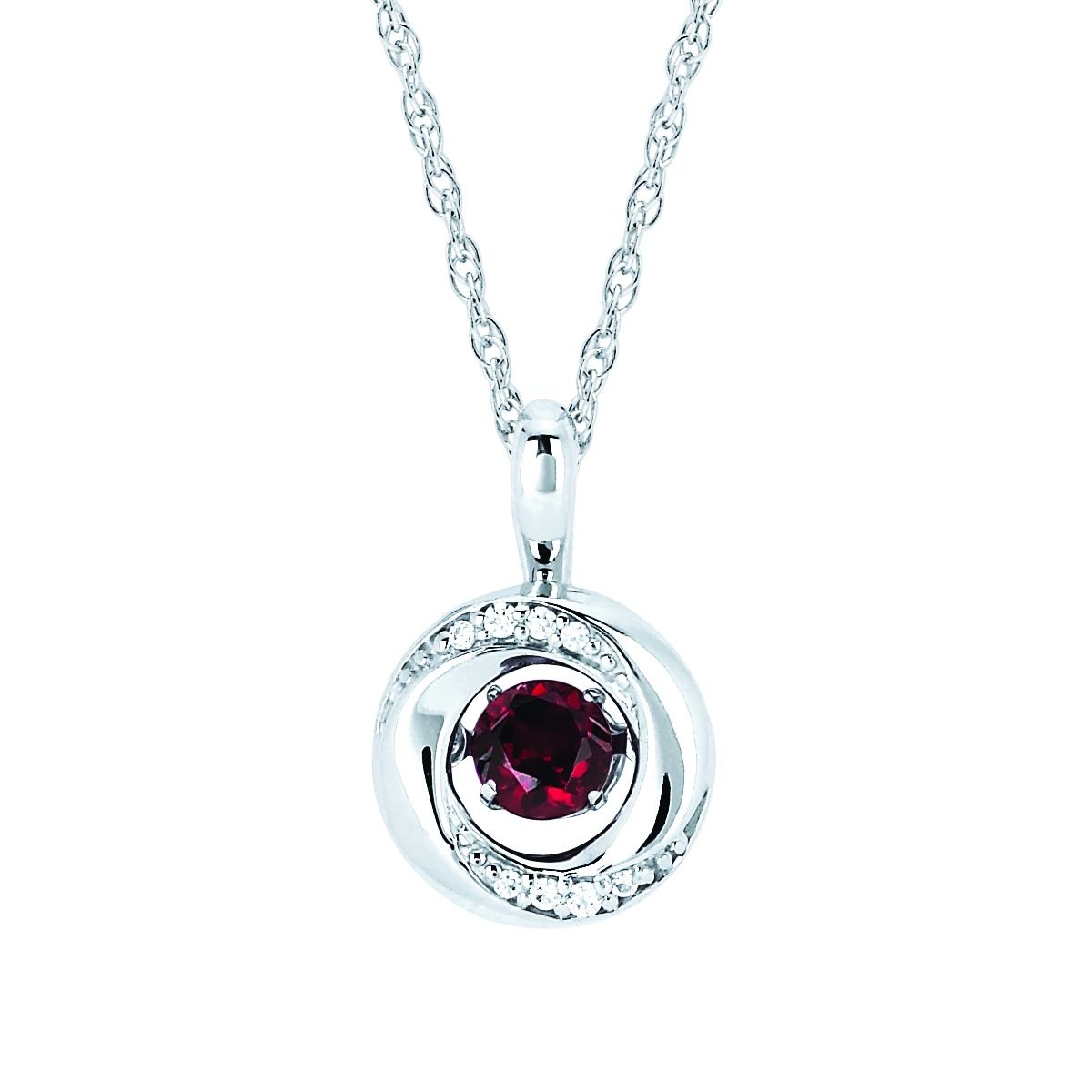 SS Love Knot Shimmering Diamonds® Birthstone Pendant with Chain, Gemstone: Garnet - January