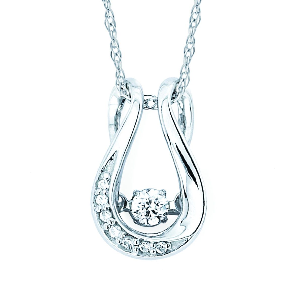 SS 1/10ctw Shimmering Diamond Horseshoe Pendant 18", Chain: Pendant with Chain