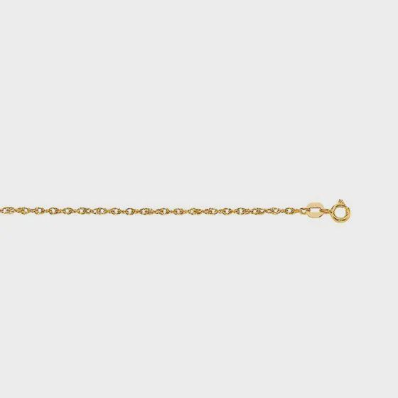 14k Gold 1.2mm Carded Rope Chain 18", Color: Yellow Gold