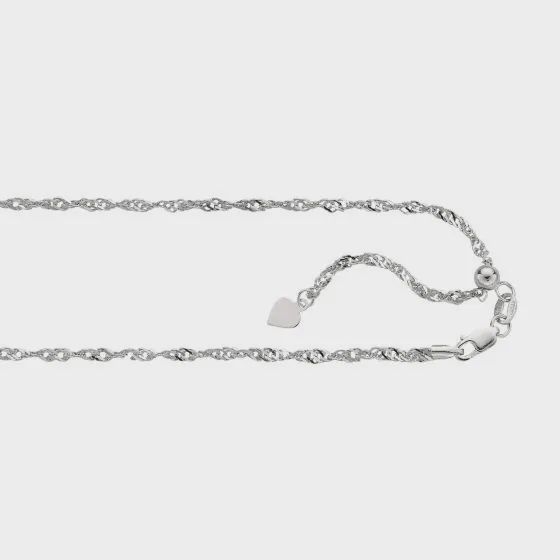 14k WG 1.4mm Adjustable Singapore Chain