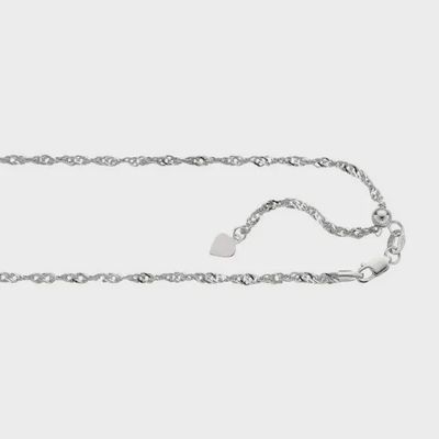 14k WG 1.4mm Adjustable Singapore Chain