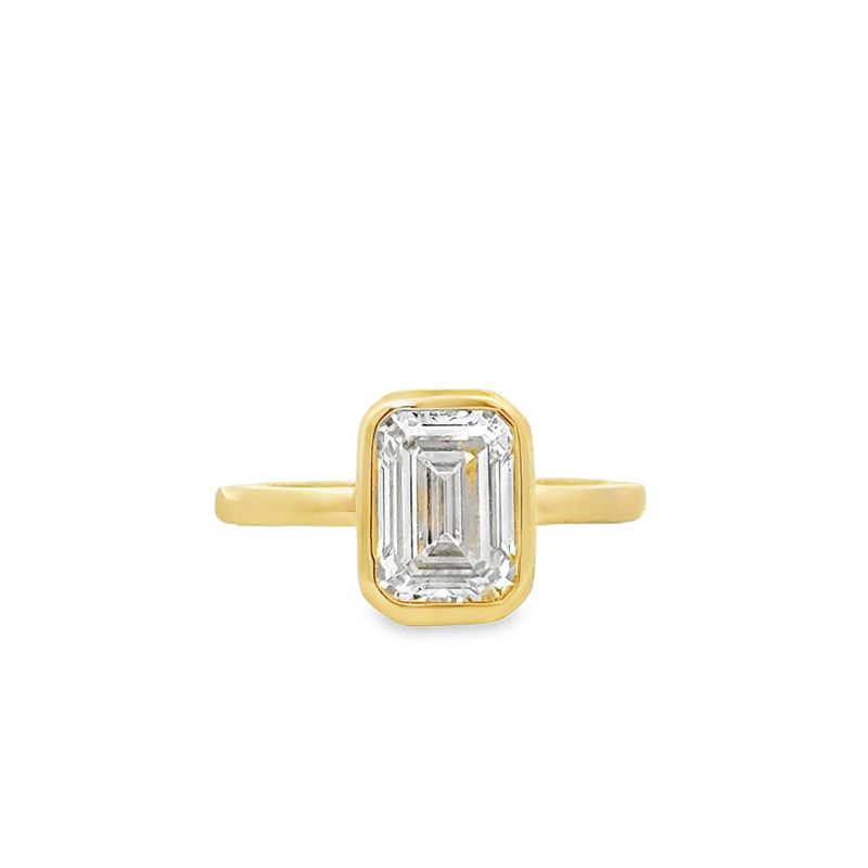 14k YG 2.00ct Emerald Cut Size 6.5 Lab Grown Solitaire Engagement Ring