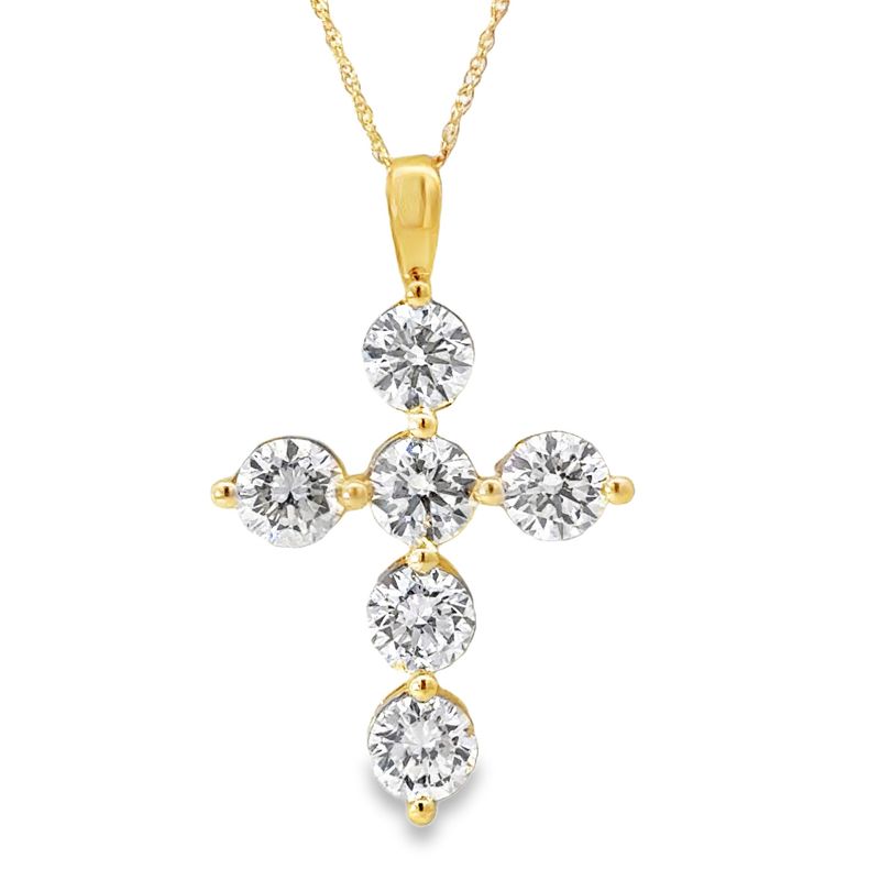 10k  2.40ctw Lab Diamond Cross Pendant w Chain