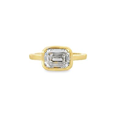 14k YG 2.00ct Emerald Cut Lab Diamond Solitaire Ring