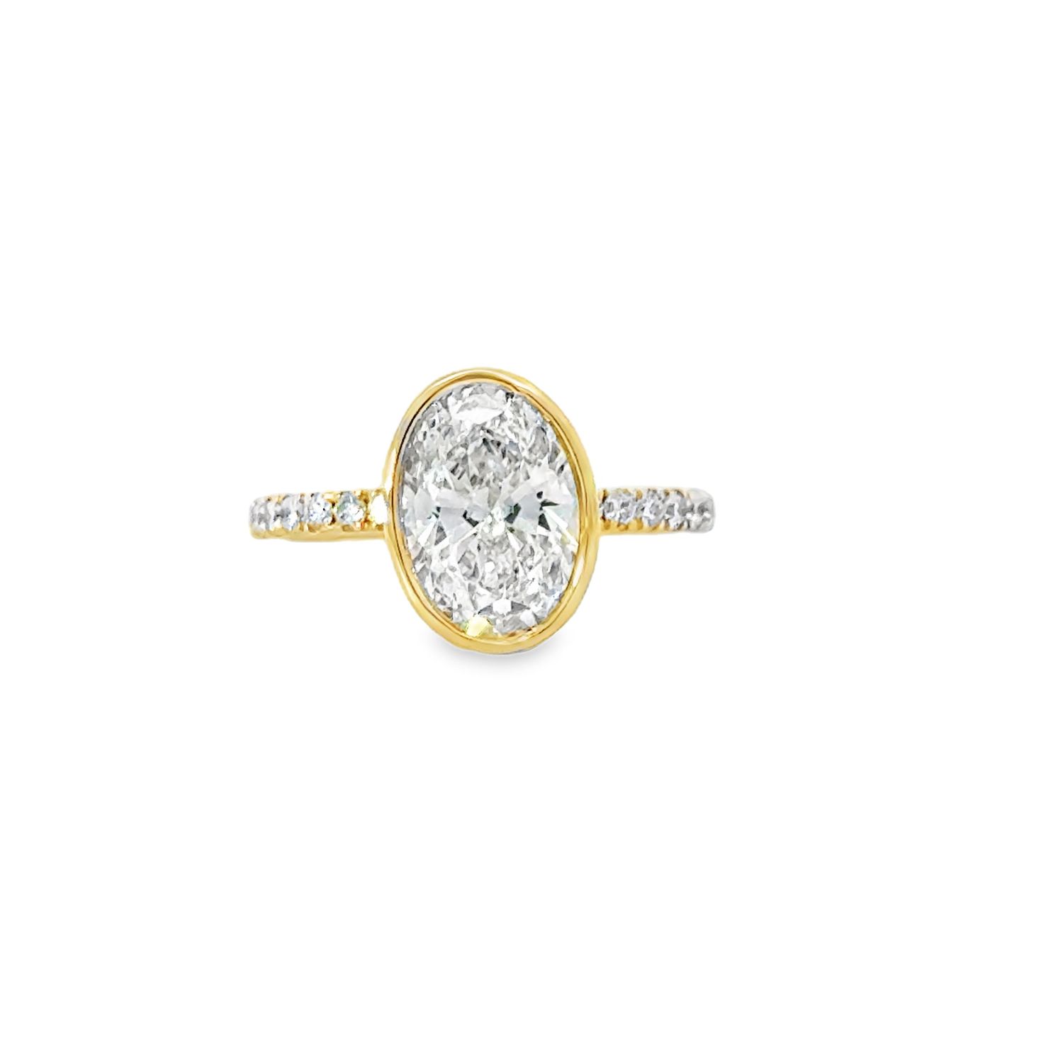 14k YG 2.25ctw Lab Diamond Oval/Round Engagement Ring