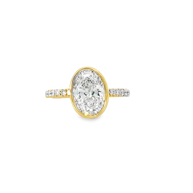 14k YG 2.25ctw Lab Diamond Oval/Round Engagement Ring
