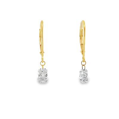 10k YG 1.00ctw Lab Diamond Dangle Earringsw Lever Back