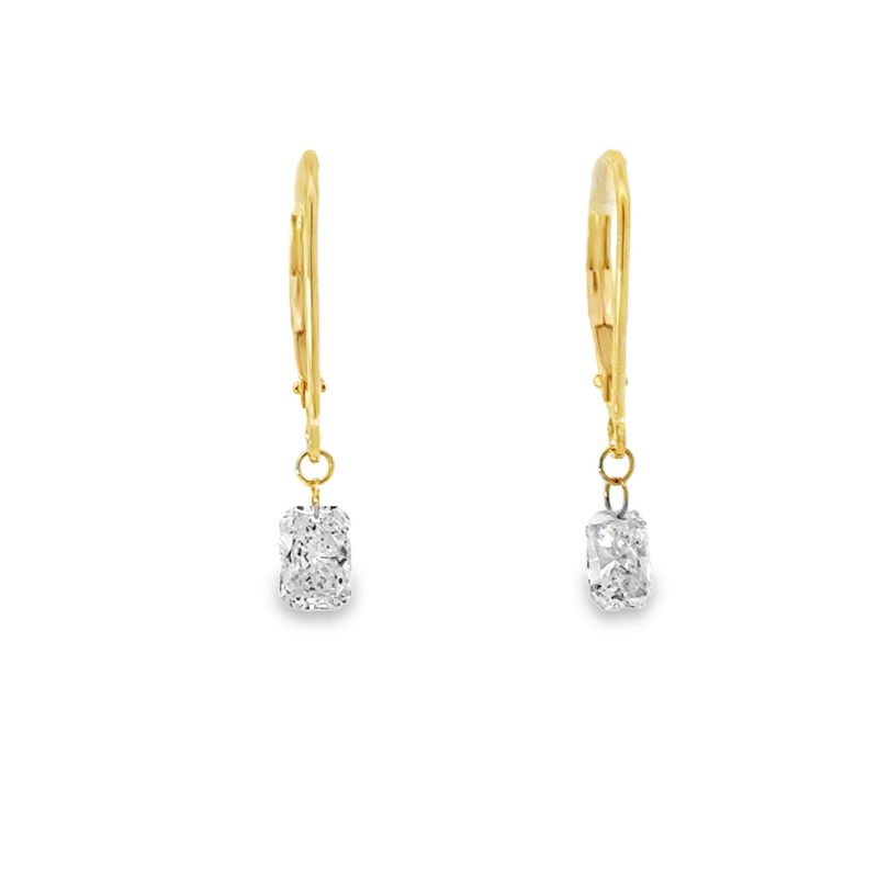 10k YG 1.00ctw Lab Diamond Dangle Earringsw Lever Back