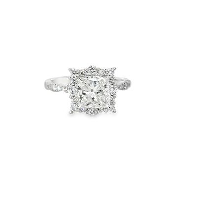 14k WG 2.50ctw Lab Diamond Princess & Round Engagment Ring
