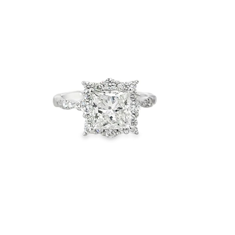 14k WG 2.50ctw Lab Diamond Princess & Round Engagment Ring