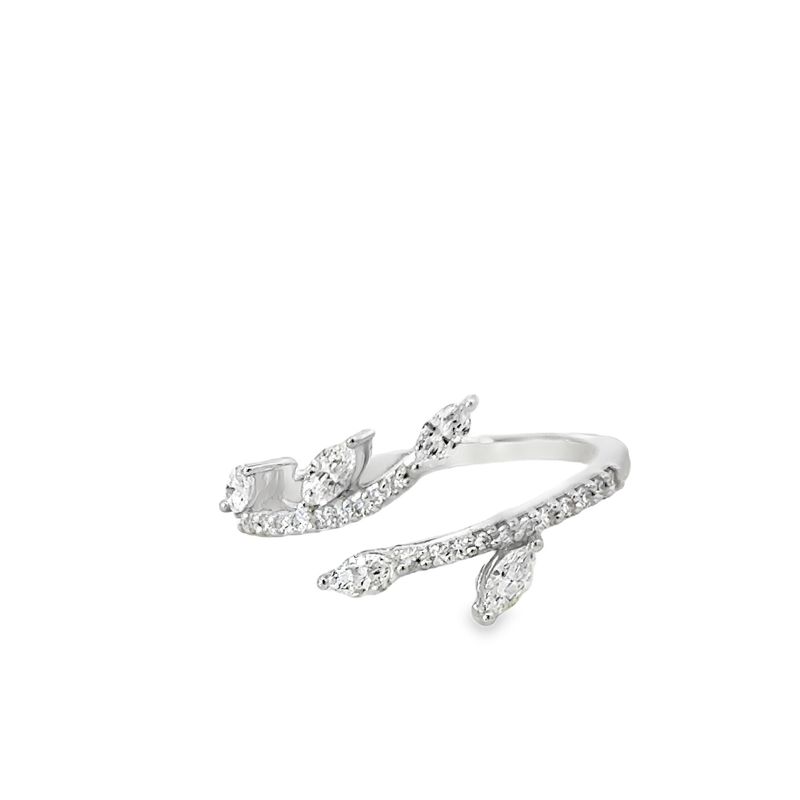 14k WG 0.60ctw Lab Leaf Motif Fashion Ring