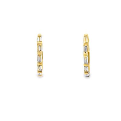 14k 0.50ctw Lab Baguette Diamond Hoop Huggies Earrings