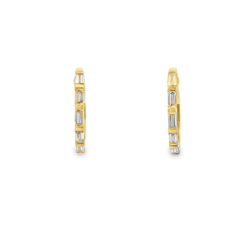 14k 0.50ctw Lab Baguette Diamond Hoop Huggies Earrings