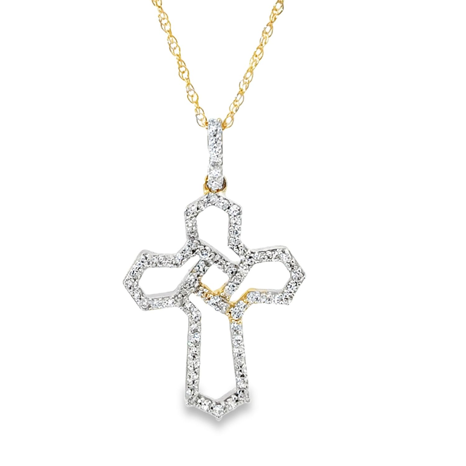 10k YG 0.25ctw Lab Diamond Cross Pendant