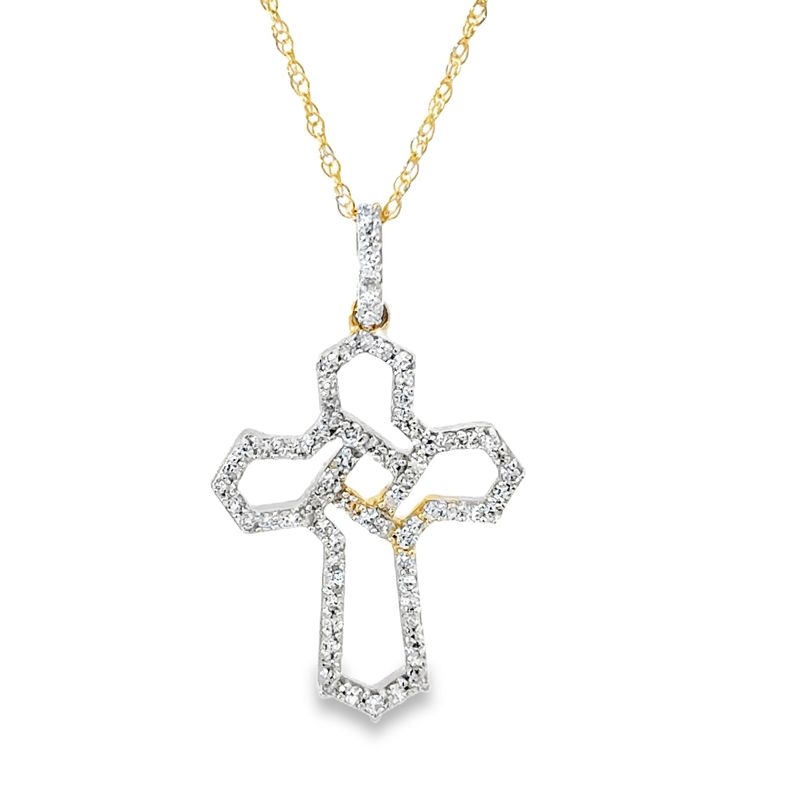 10k YG 0.25ctw Lab Diamond Cross Pendant