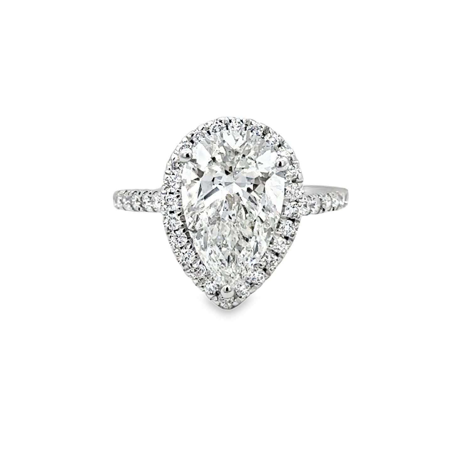 14k WG 3.40ctw Lab Pear Diamond Engagement Ring