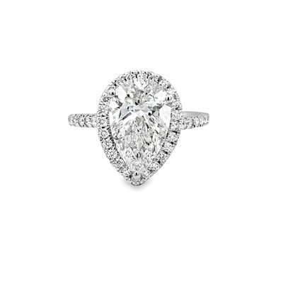14k WG 3.40ctw Lab Pear Diamond Engagement Ring