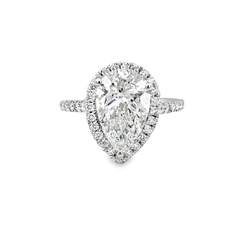 14k WG 3.40ctw Lab Pear Diamond Engagement Ring