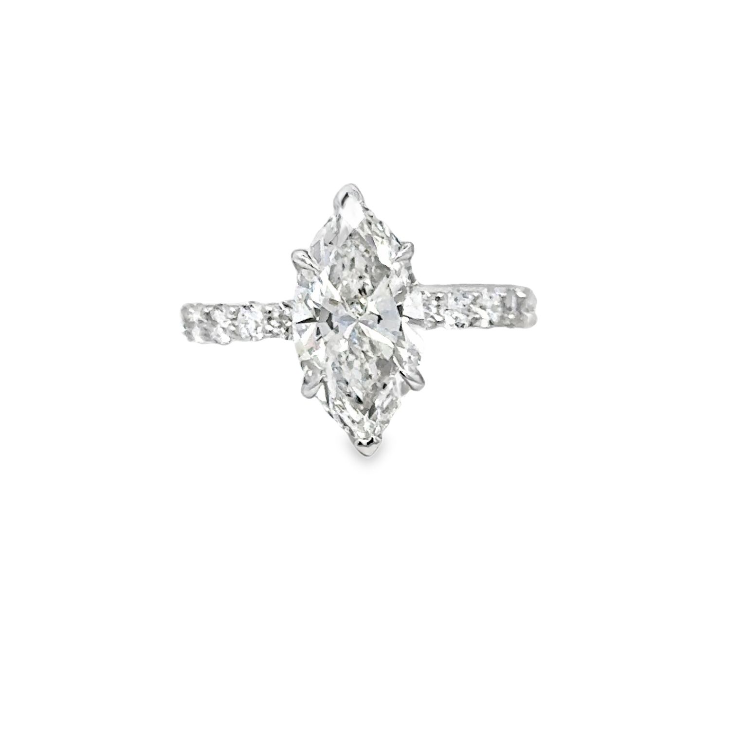 14k WG 3.75ctw Lab Marquise Diamond Engagement Ring with Hidden Halo