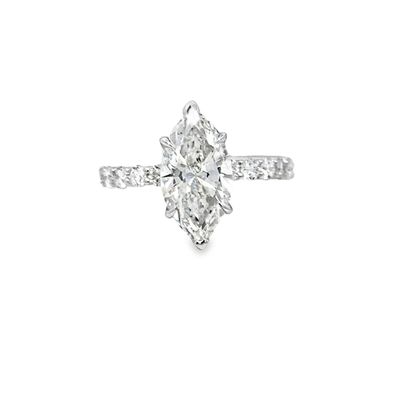 14k WG 3.75ctw Lab Marquise Diamond Engagement Ring with Hidden Halo
