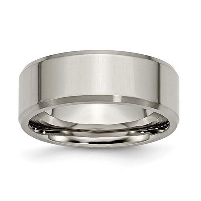 Men's Titanium Polished with Brushed & Beveled Edge 8mm Band