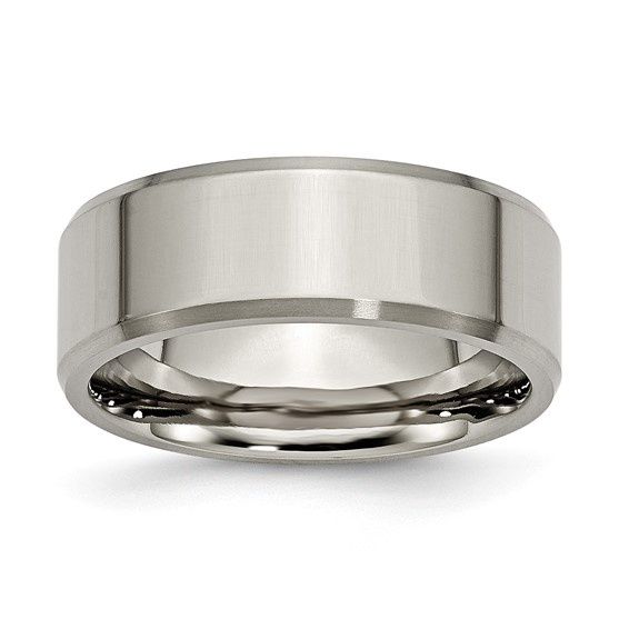 Men's Titanium Polished with Brushed & Beveled Edge 8mm Band