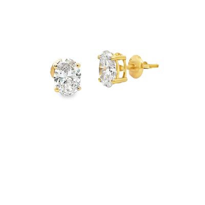 14k YG 2.00ctw Oval Lab Diamond Stud Earrings