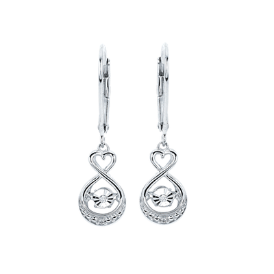SS 0.02ctw Diamond Heart Drop Earrings