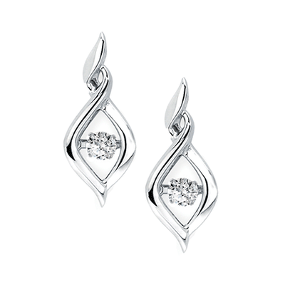 SS 1/10ctw Shimmering Diamonds Spiral Tear Drop Earrings
