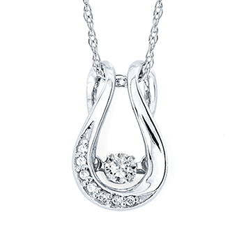 SS 1/10ctw Shimmering Diamond Horseshoe Pendant 18"