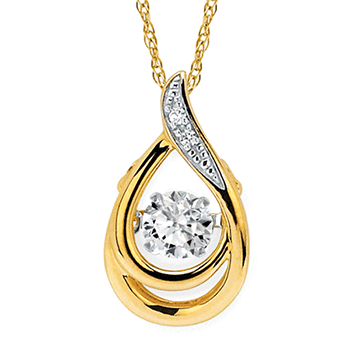 14K YG 0.26CTW Pendant 18" Rope Chain