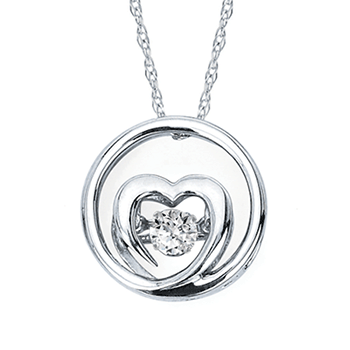 SS Heart Pendant 0.07cttw Diamond 18" Chain