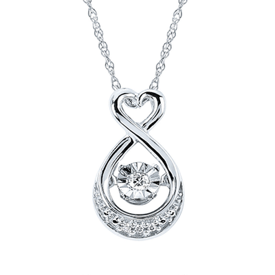 SS Heart Drop Pendant .03cttw Shimmering Diamonds®