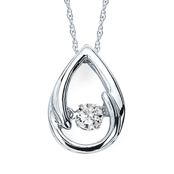 SS 1/10ctw Shimmering Diamonds Tear Drop Pendant 18"