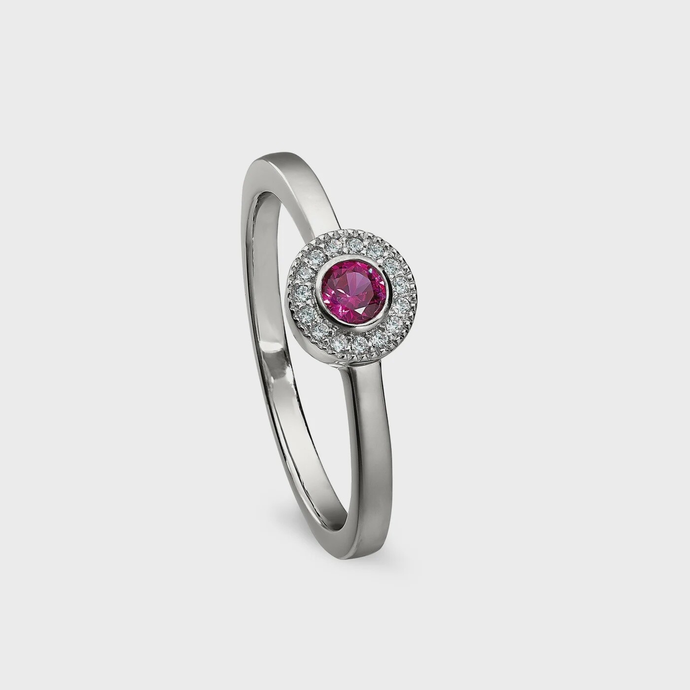 SS Simulated Ruby & Dia Ring