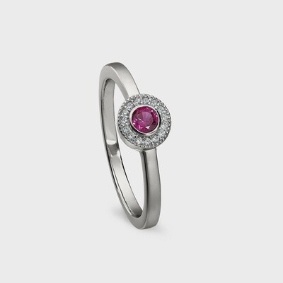 SS Simulated Ruby & Dia Ring