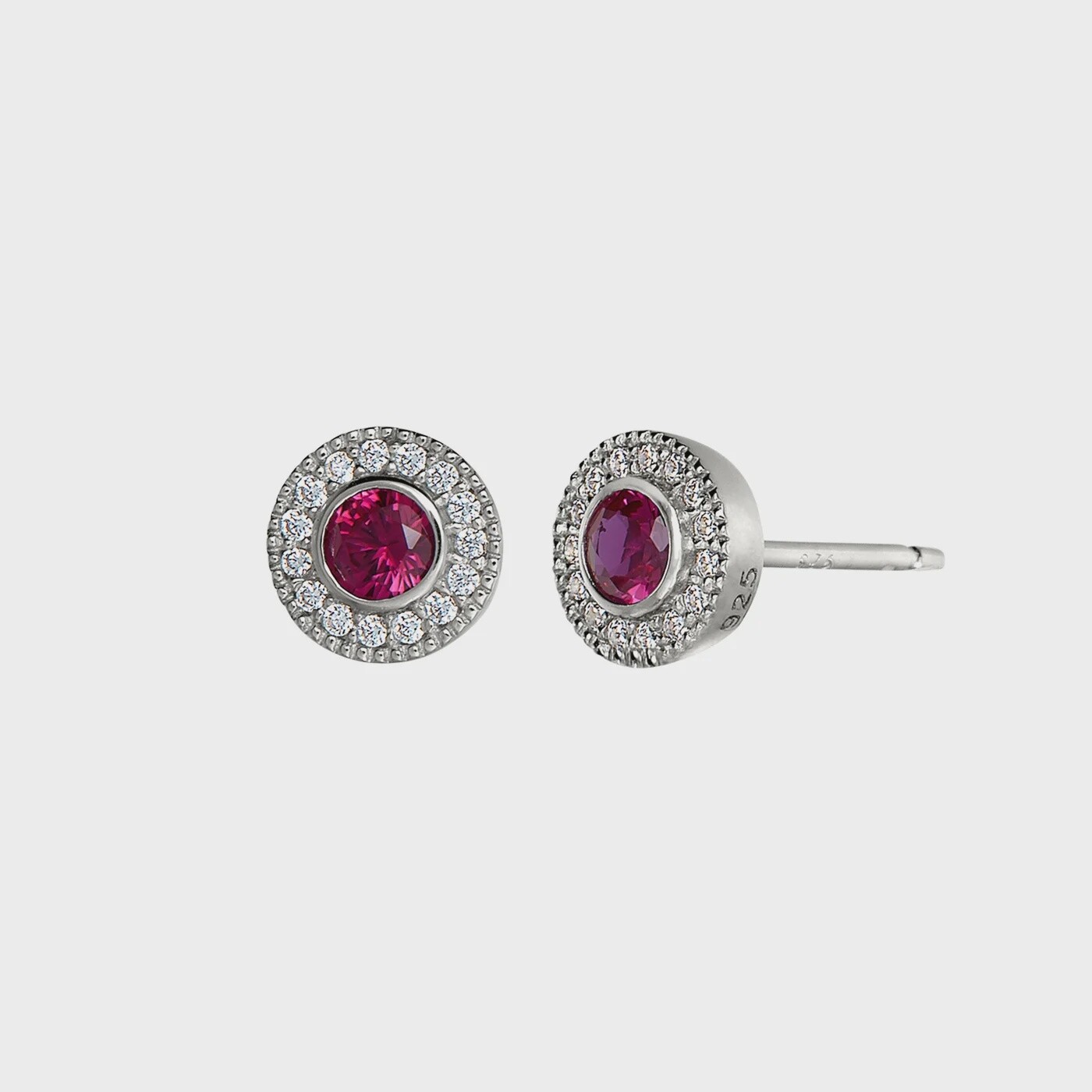 SS PL Finish Sim Ruby & Dia Earrings