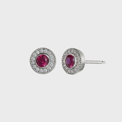 SS PL Finish Sim Ruby & Dia Earrings