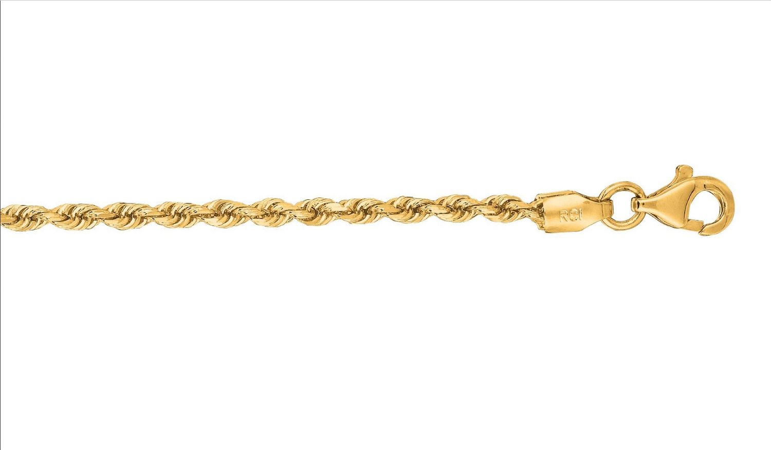 10ky 2mm DC Royal Rope Chain with Pear Shaped Lobster Clasp, Chain Length: 18 Inch