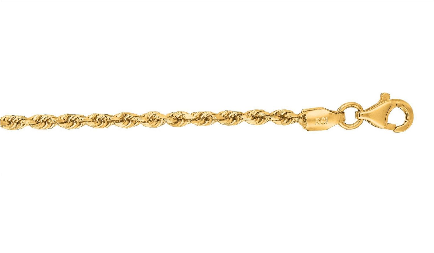 10ky 2mm DC Royal Rope Chain with Pear Shaped Lobster Clasp, Chain Length: 18 Inch