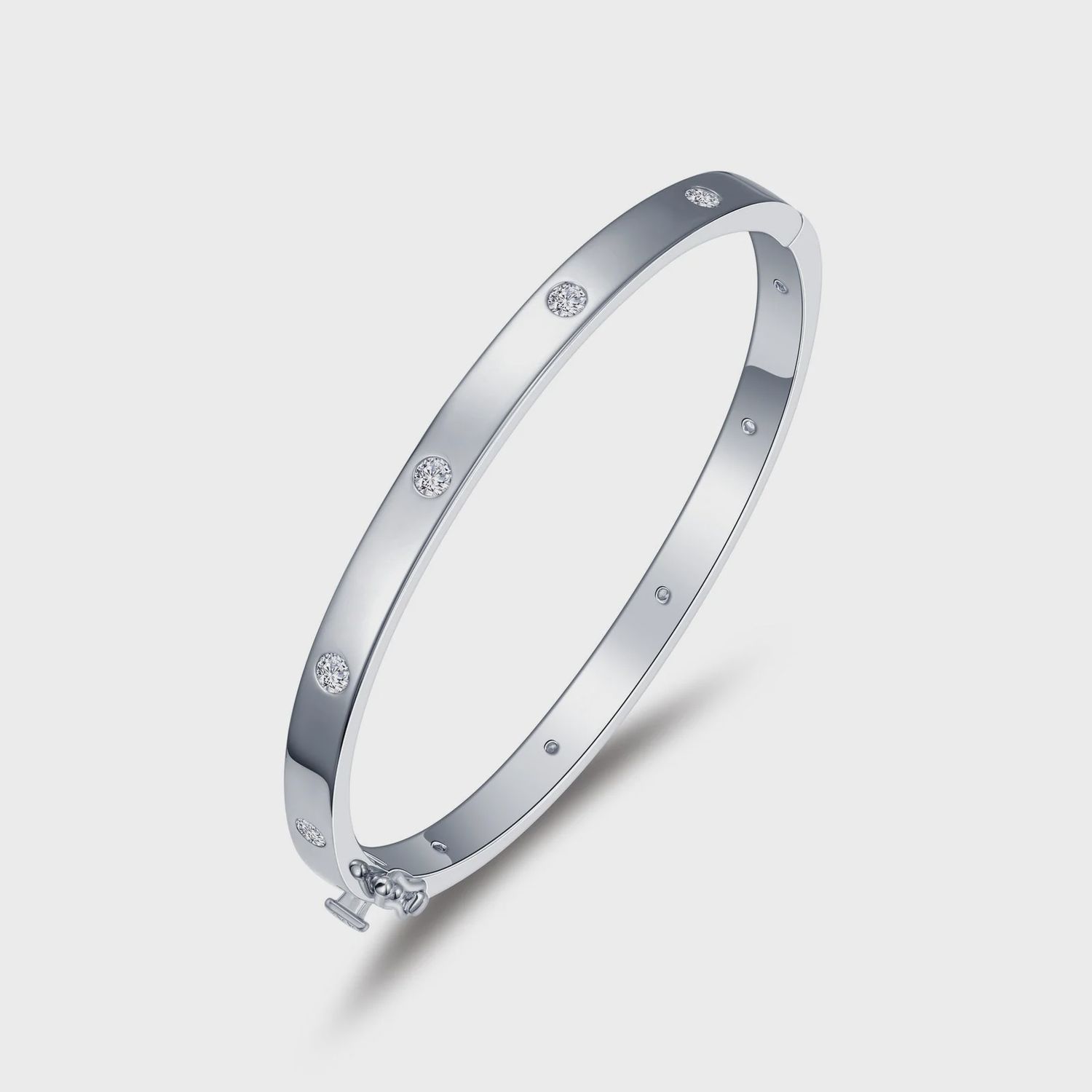 SS PT 1.10CTW Sim Diamond Invisible Set Bangle, Size: Size 7.25"