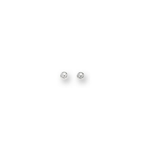 14k Gold Ball Stud Earrings with Push Back Clasps, Color: White Gold, Size: 5mm