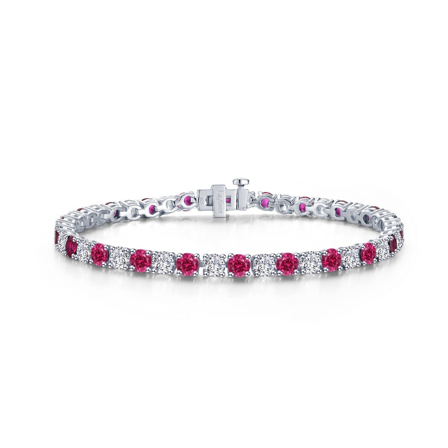 SS 11ctw Simulated Diamond & Ruby Tennis Bracelet