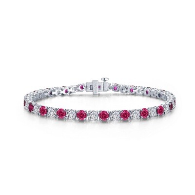 SS 11ctw Simulated Diamond & Ruby Tennis Bracelet