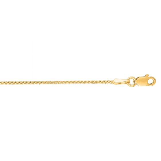 14K YG 1.2mm Round Wheat Chain with Lobster Clasp, Chain Length: 18 Inch