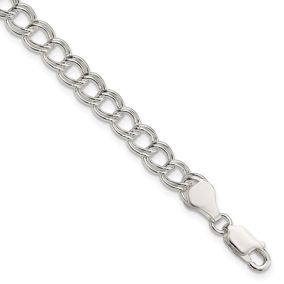 SS  Double Link 6mm Charm Bracelet 6", Bracelet Length: 5.5