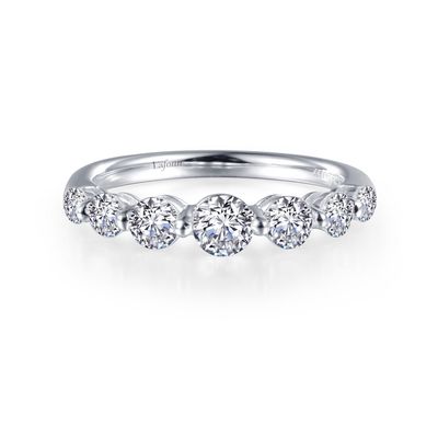 SS 7 Symbols of Joy Half Eternity Band with Simulated Diamonds
