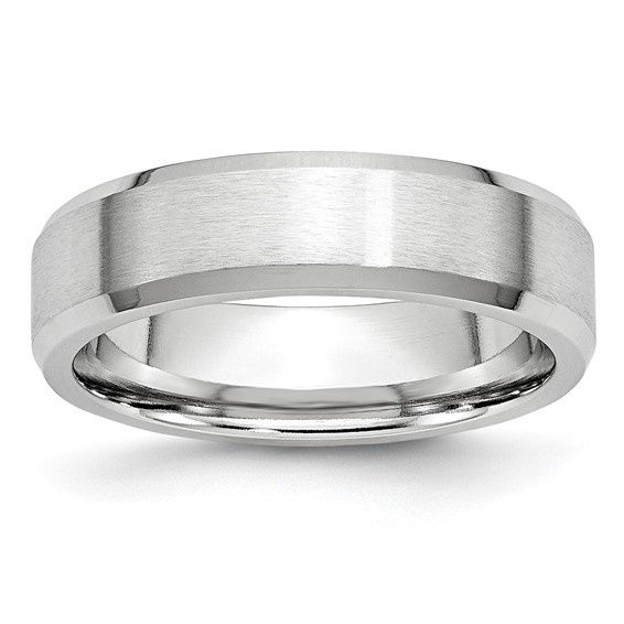 Cobalt Satin & Polished Beveled Edge 6mm Band, Ring Size: 11