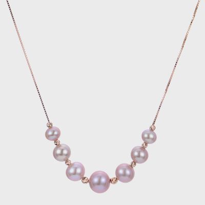 14k RG 5-8mm Pink Freshwater Pearl Necklace